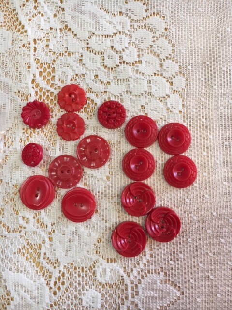 Lot of Vintage Red Buttons-Several Sets