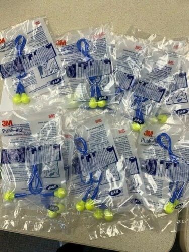 10 Pair 3M Push-In Reusable Ear Plugs, Corded NRR28 28dB 318-1005 -NEW