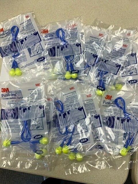 10 Pair 3M Push-In Reusable Ear Plugs, Corded NRR28 28dB 318