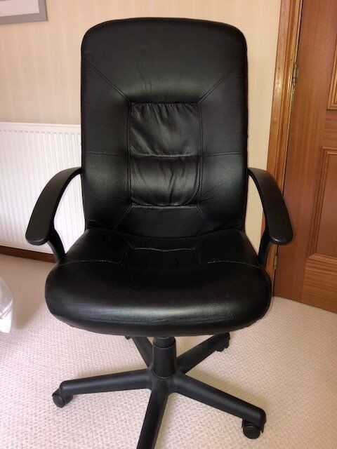Ikea Verner Leather High Backed Office Height Adjustable Swivel Chair
