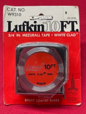 LUFKIN W9310 MEZURALL WHITE CLAD TAPE RULE, 10' x 3/4''  - VINTAGE!