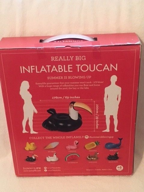 SUNNYLIFE GIANT REALLY BIG INFLATABLE TOUCAN FLOAT - NIB