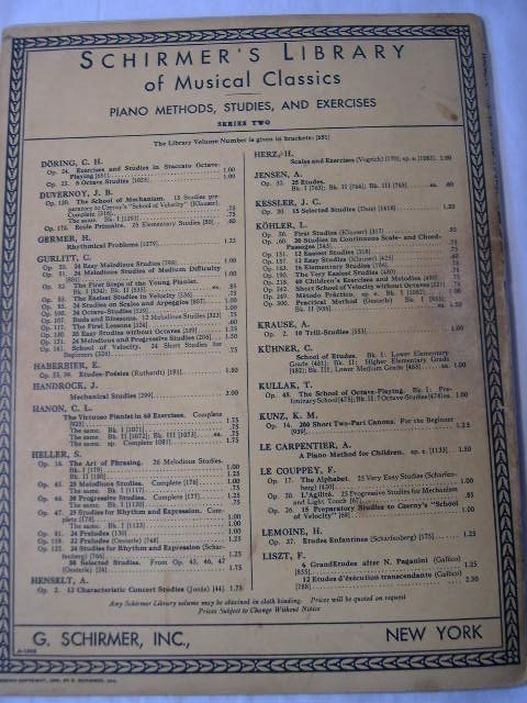 SCHIRMER'S  LIBRARY HANON / THE VIRTUOSO PIANIST IN 60 EXCERICISES BOOK