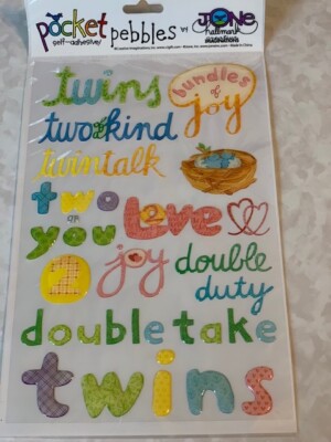 CREATIVE IMAGINATIONS POCKET PEBBLES ADHESIVE STICKERS TWINS 2 OF A KIND 34PCS