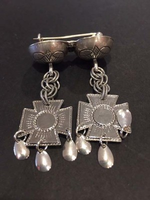 Pre worn Norwegian 830S Silver Bunad solje Brooch From Norway