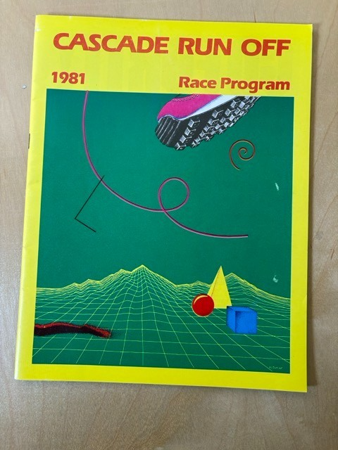 1981 Nike Cascade Run Off Race Program Portland Oregon Vintage Running + Bib