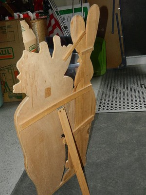 wood folding Spring Easter Bunny Rabbit Sign with Message Chalkboard 37