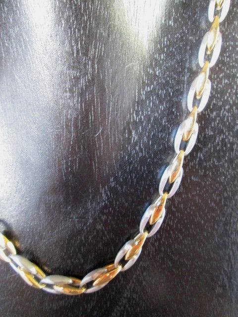 Necklace 21.25 inch Oval Chain Brushed Stainless Steel Gold Plated Never Tarnish