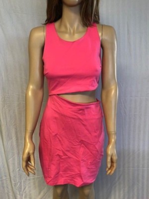 Junior's NWT IN*AWE Ponte-Knit Cutout Bod, Hot Pink Dress