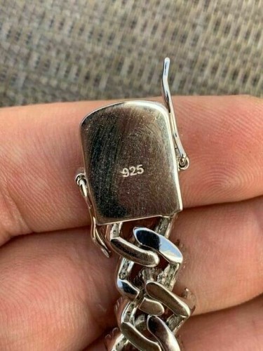 Pre-owned Silver Miami Cuban Prong Chain Solid 925 Sterling  Choker Mens Necklace Cz Hiphop