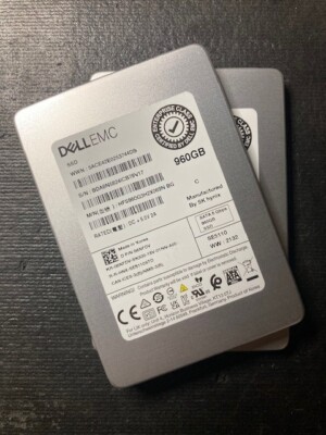 (LOT of 2) Dell EMC 960GB 2.5'' 7mm SATA SSD  HFS960G3H2X069N 100% Health