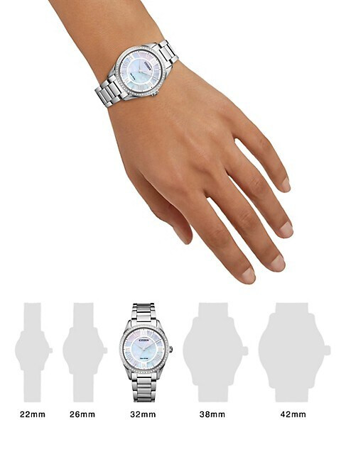 Pre-owned Citizen Em0880-54d Arezzo Mother-of-pearl Dial Diamond Eco-drive Watch $790