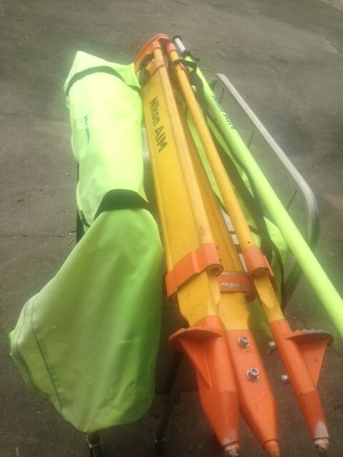 TRIMBLE AIM Surveying TRIPOD and PRISM Pole with Storage Bags