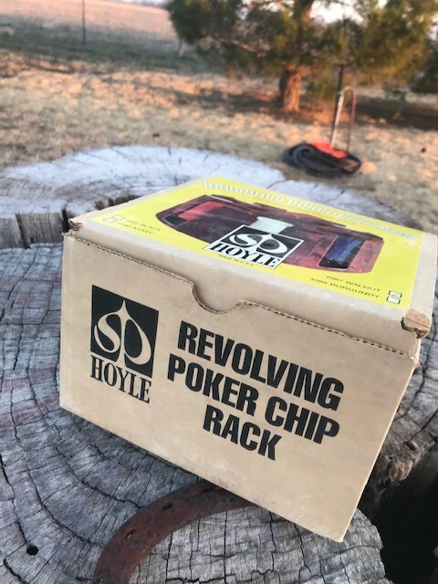 Hoyle Poker Chip Set with Cards, Revolving Poker Chip Rack, Vintage Stancraft