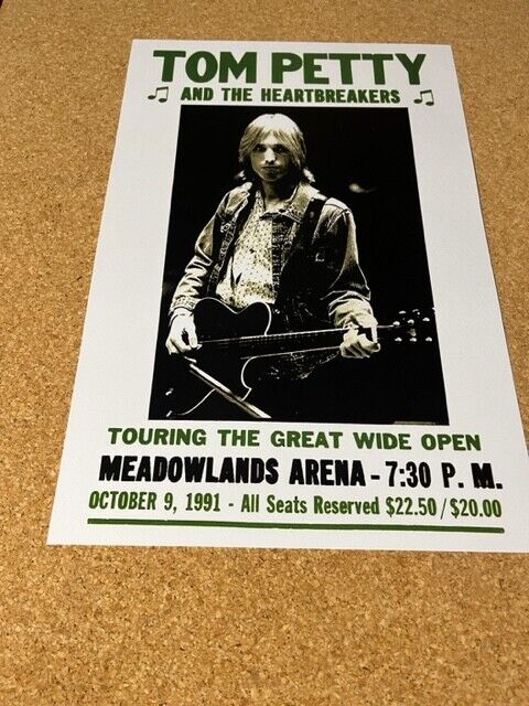 Tom Petty & The Heartbreakers 1991 Meadowlands Great Wide Open Concert Poster