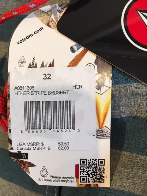 Volcom Men's V4S Heather Boardshorts Size 32 grey w/blue stripes New with tags