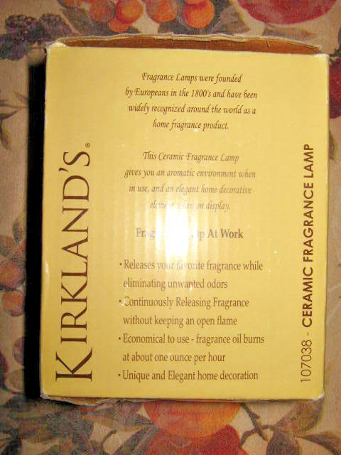 KIRKLAND'S CERAMIC FRAGRANCE LAMP GEOMETRIC PATTERN DESIGN NIB