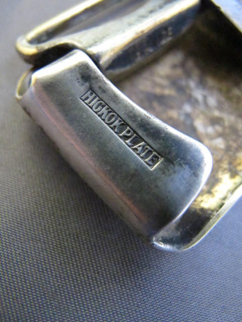 VINTAGE HICKOK SILVER PLATE ART-DECO ENAMEL MONOGRAM INITIAL 'G' BELT BUCKLE