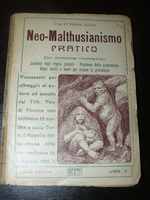 Cecchi Ettorina Neo-Malthusianismo Pratico Anatomia Degli Organi Genitali 1915