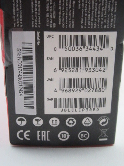 JBL Clip 3 Rechargeable Waterproof Portable Bluetooth Speaker - Fiesta Red