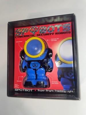 SPYBOTS Cybernetic Security Robots - SPOTBOT Blue Spybot Bright LED Light NIB