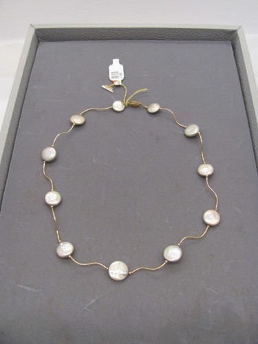 Necklace and Earrings Set - 4mm Coin Pearls and 14K Yellow Gold