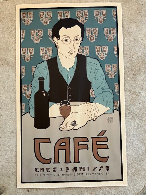 カフェ シェ・パニース　1980 デビッド・ランス・ゴインズ　リトグラフ額入り David Lance Goines 1980 Cafe Chez Panisse Poster, 0rig litho