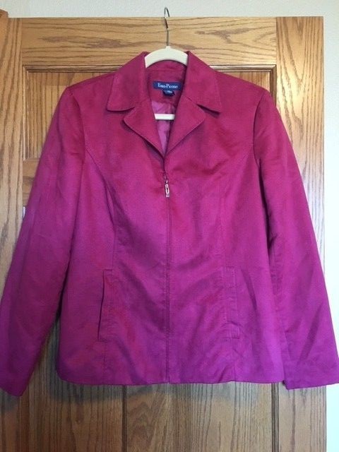 Womens Evan Picone Pink Faux Suede Suit Jacket Blazer Size 10 Gently Used