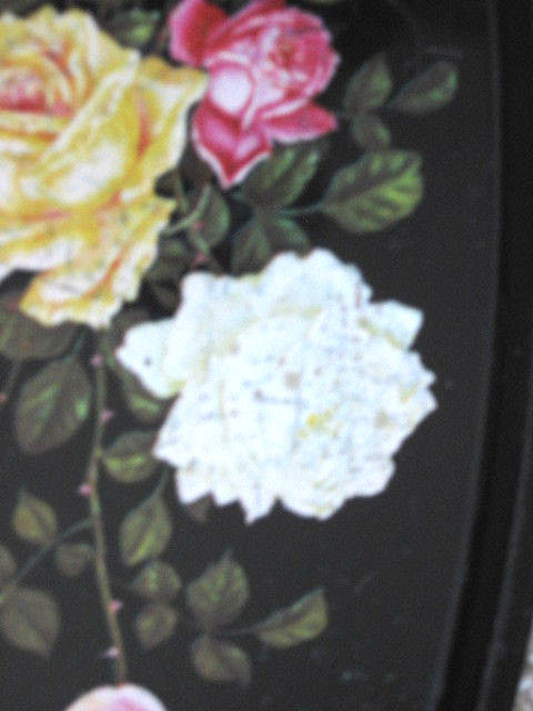 Vintage HANDPAINTED FLORAL TOLEWARE METAL TRAY