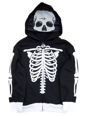 Boys Skeleton Halloween Zip up Hoodie - Mad Engine XS