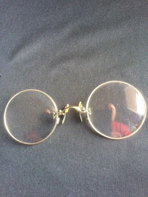 Antique American Optical Fits U Pince-Nez 10K Solid White Gold-Orig. Case & Wipe