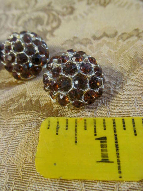 Lot of 18~Fancy Buttons Vintage Rhinestone Green Amber Black Jewels Facet Cut