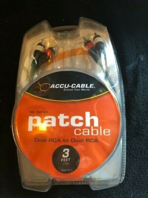 Accu-Cable RC-3 dual RCA to dual RCA 3' patch cable NEW