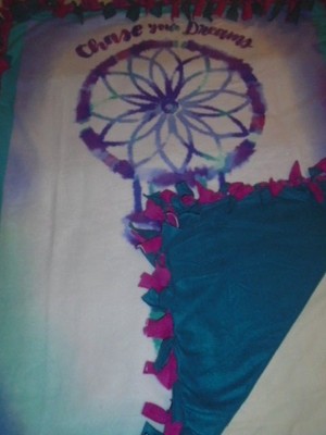 BLANKET~DREAM CATCHER FEATHER'S & BEAD'S HAND TIED DOUBLE SIDE FLEECE~NEW