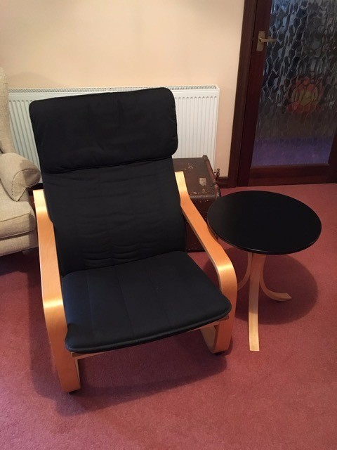 IKEA Poang Chair and matching Fornbro Side Table in black and wood | in