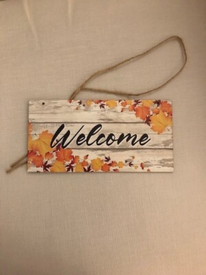 Autumn 'Welcome' Sign - Wooden - **Brand New**