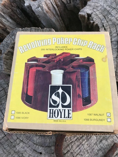 Hoyle Poker Chip Set with Cards, Revolving Poker Chip Rack, Vintage Stancraft