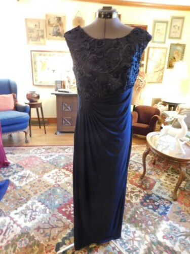 BEAUTIFUL MOTHER/SPECIAL OCCASION/FORMAL KNIT NAVY BLUE FULL-LENGTH GOWN SZ 10