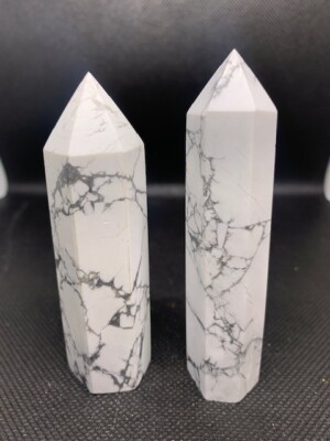 Howlite  Obelisk Tower Point Decor Ornament /Crystals - Minerals