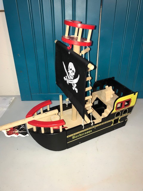Le Toy Van Barbarossa Pirate Ship Wooden Budkins Boat wood toy lil people SCALE