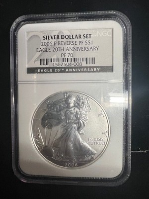 2006 P PF 70 Reverse Proof Eagle Silver American Eagle NGC 20th Anniversary