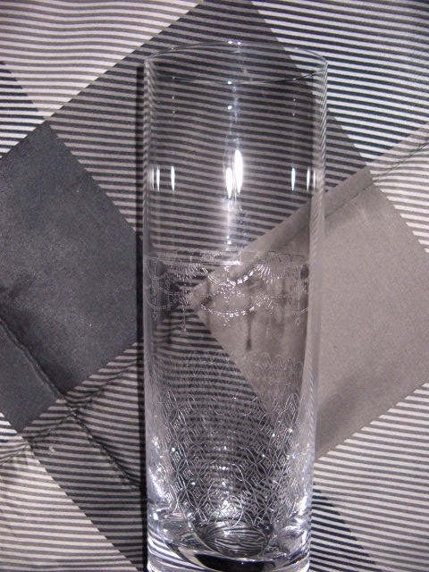 VINTAGE Clear Glass Vase Cut/Etched Stage Curtain 8 5/8