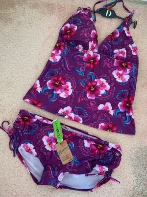 DEBENHAMS MANTARAY TANKINI TOP & SHORTS SIZE 18 BENI FLORAL BY SIGNED FOR POST