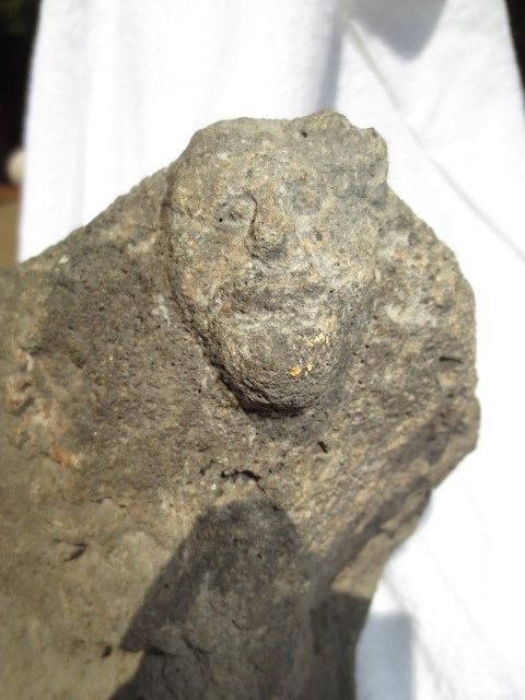 Chinook Columbia River Ram's Head/Two Human Faces Anthropomorphic Effigy Mortar