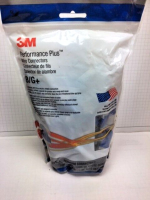 Bag of 50, 3M B/G+ Performance Plus Blue & Gray Electrical Wire Connectors NEW