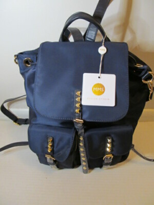MMS Design Studio Studded Backpack Handbag, Navy, 12'' x 6'' x 14'' H