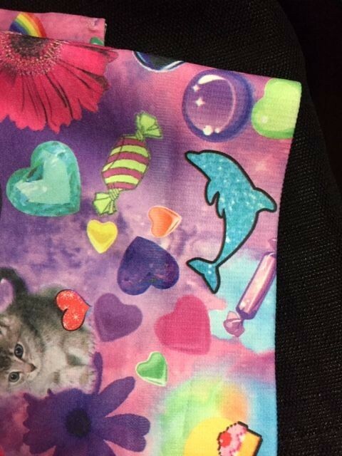 No Boundaries Leggings Size Small 3/5 Pink Purple Candy Cats Donuts Cupcakes