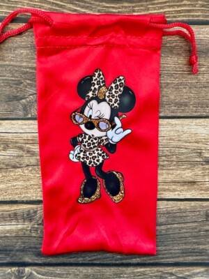 Soft Eye Sunglasses Red Accessory Pouch Pull Top Portable Leopard Minnie Bow