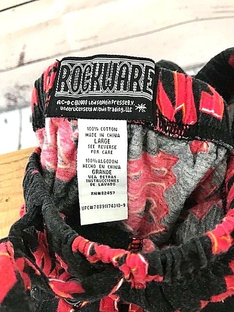 ROCKWARE LARGE AC/DC LOUNGE PANTS SLEEPWEAR W/ POCKETS RARELY WORN  EXC. COND,