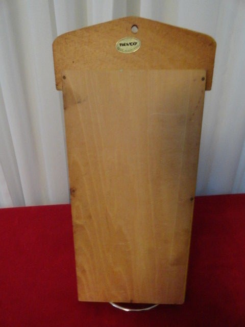 Vintage  NEVCO Red Wood Two Tier Wall Hanging Bill Letter Mail Holder Organizer